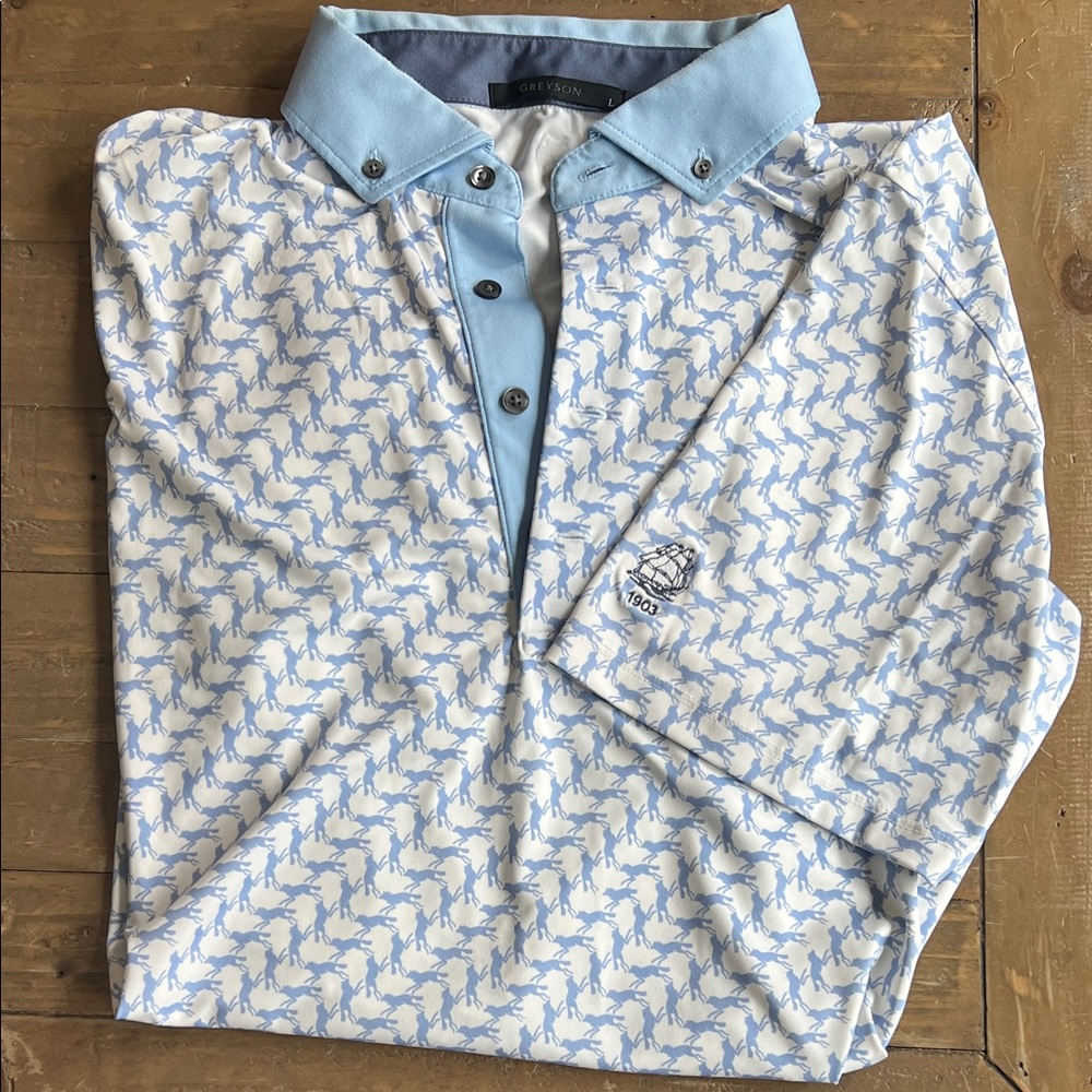 Greyson Light Blue and White Polo Shirt